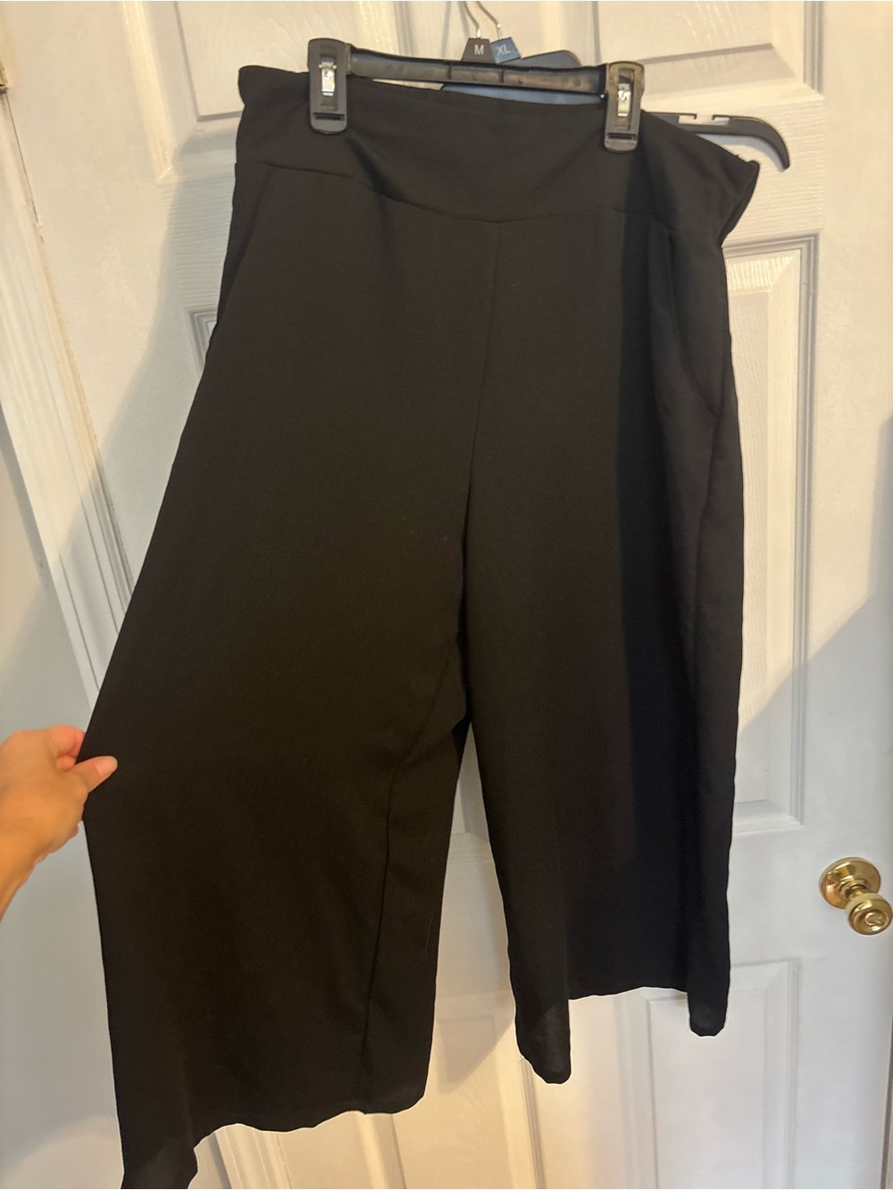 Y2K Gaucho Style Wide-Leg Pull-On Pants black